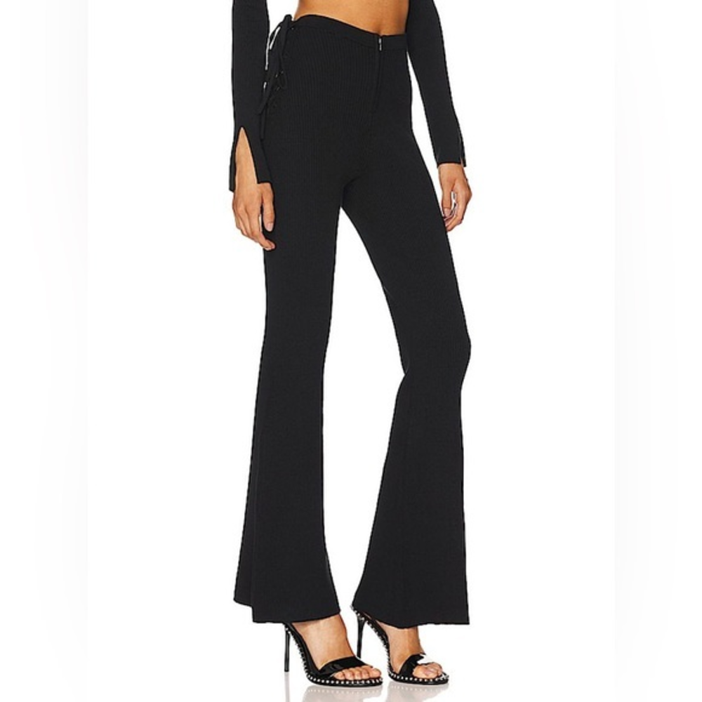 H:OURS‎ Lydia Lace Up Knit Pant in Black